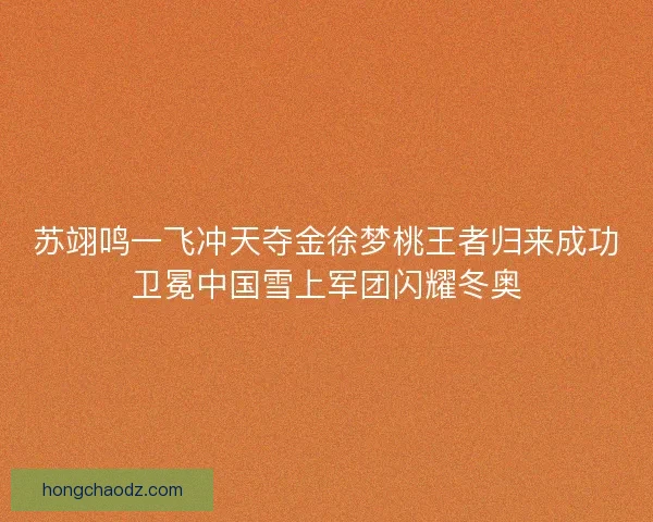 苏翊鸣一飞冲天夺金徐梦桃王者归来成功卫冕中国雪上军团闪耀冬奥